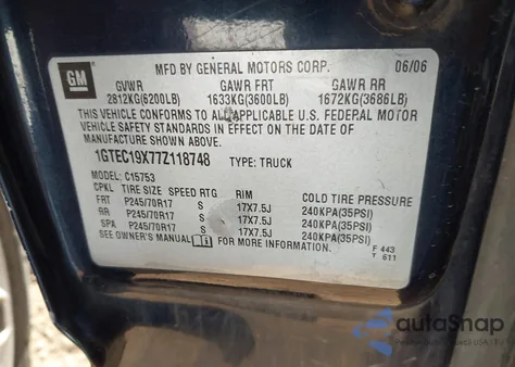 2007 GMC Sierra 1500 Classic Work Truck z USA, uszkodzony, nr VIN 1GTEC19X77Z118748